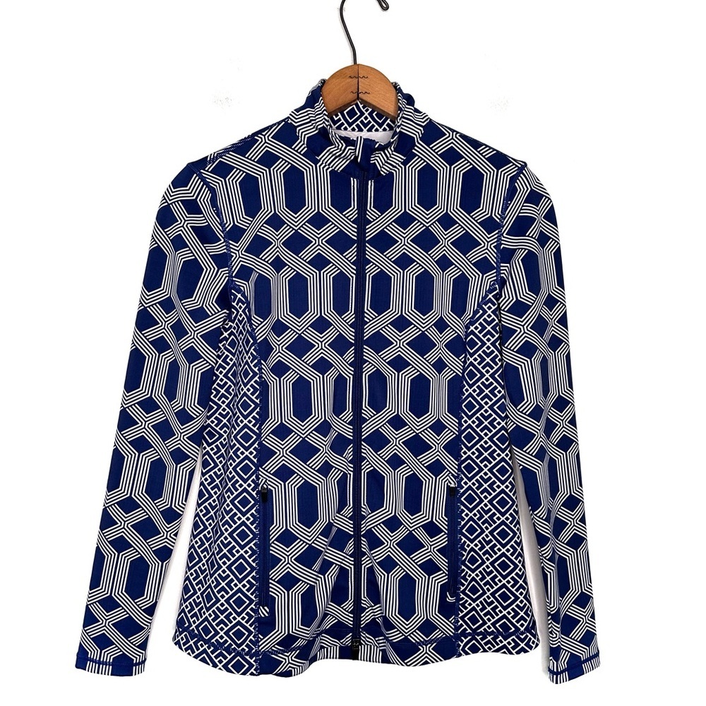 J. McLaughlin | Blue and white Active Billie Jacket Size Small
